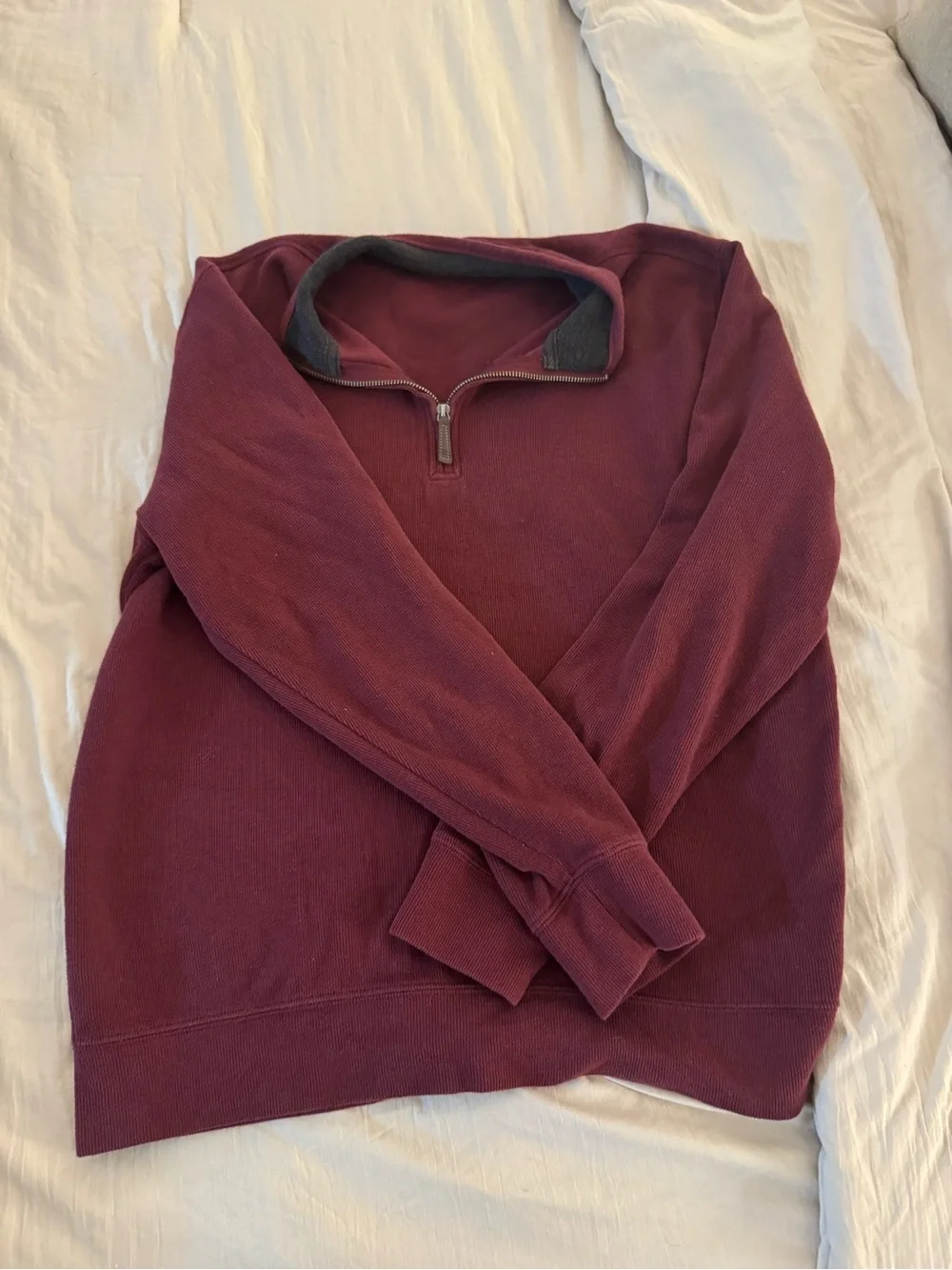 Levi's Men's Zip-Up Sweater in Burgundy with Dark Collar